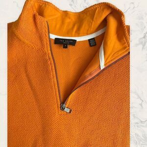 NWOT Ted Baker Millom Long Sleeve Textured Half Zip Jumper - Size 4- Large- Oran